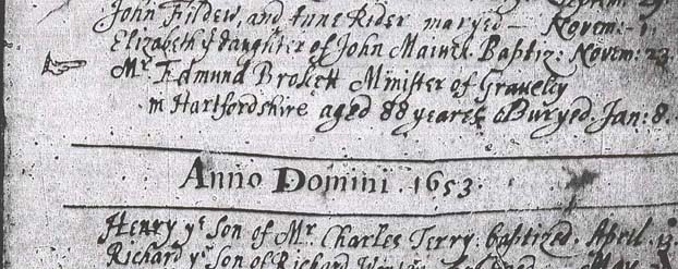 Bentworth Parish Register 1652/3