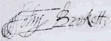 John Brokett's signature 1618
