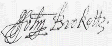 John Brokett's signature 1623