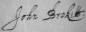 John Brokett's signature 1635