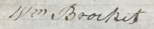 Signature of William Brocket Stonemason of Woolwich 1805