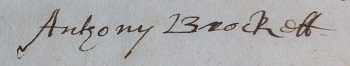 Anthony Brockett's signature 1624
